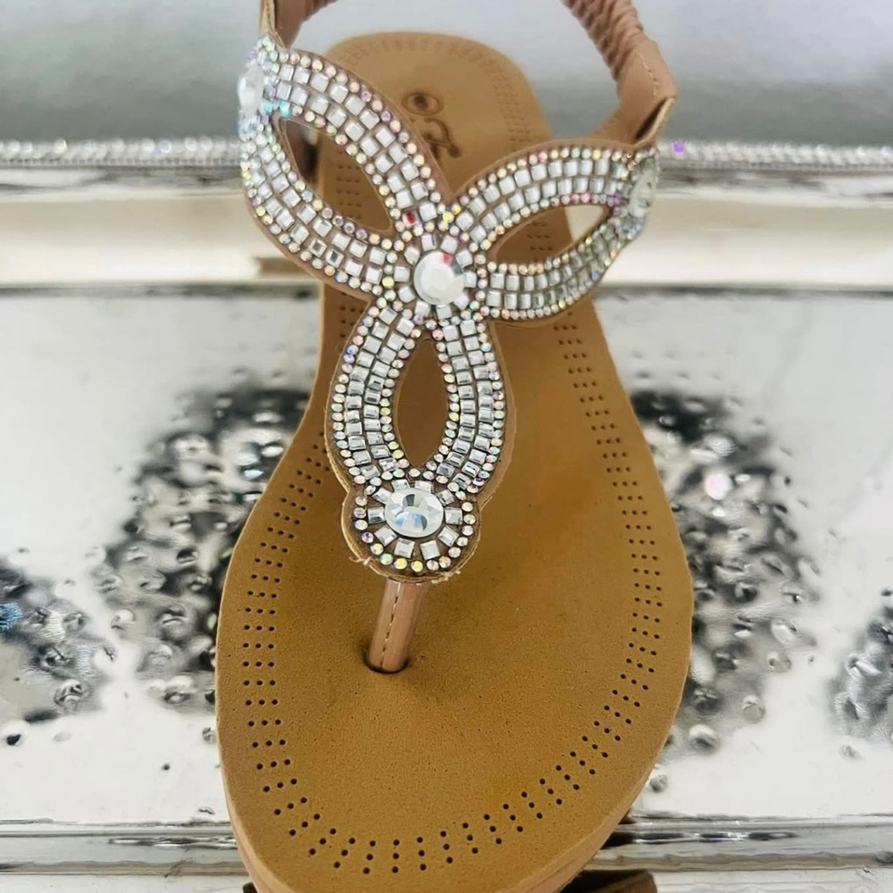 Forever Tan and Silver Rhinestone Sandals